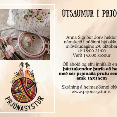 Prjónanámskeið miðvikudag 29. okt